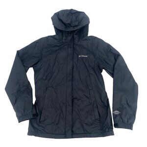 Columbia Womens Jacket Windbreaker Small Black Hooded Full Zip